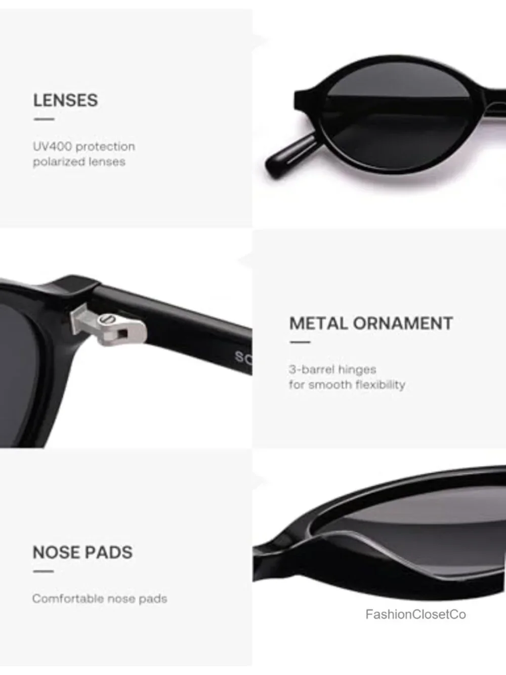 Handmade Acetate Polarized Oval Sunglasses Narrow Face Retro Y2K Lightweight